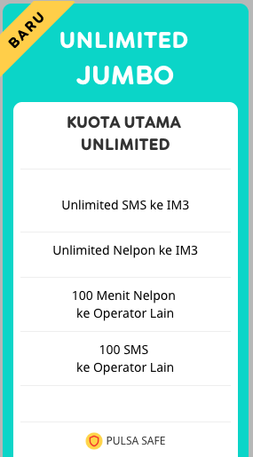 Paket Internet Indosat Data Unlimited Jumbo 24jam 30hr